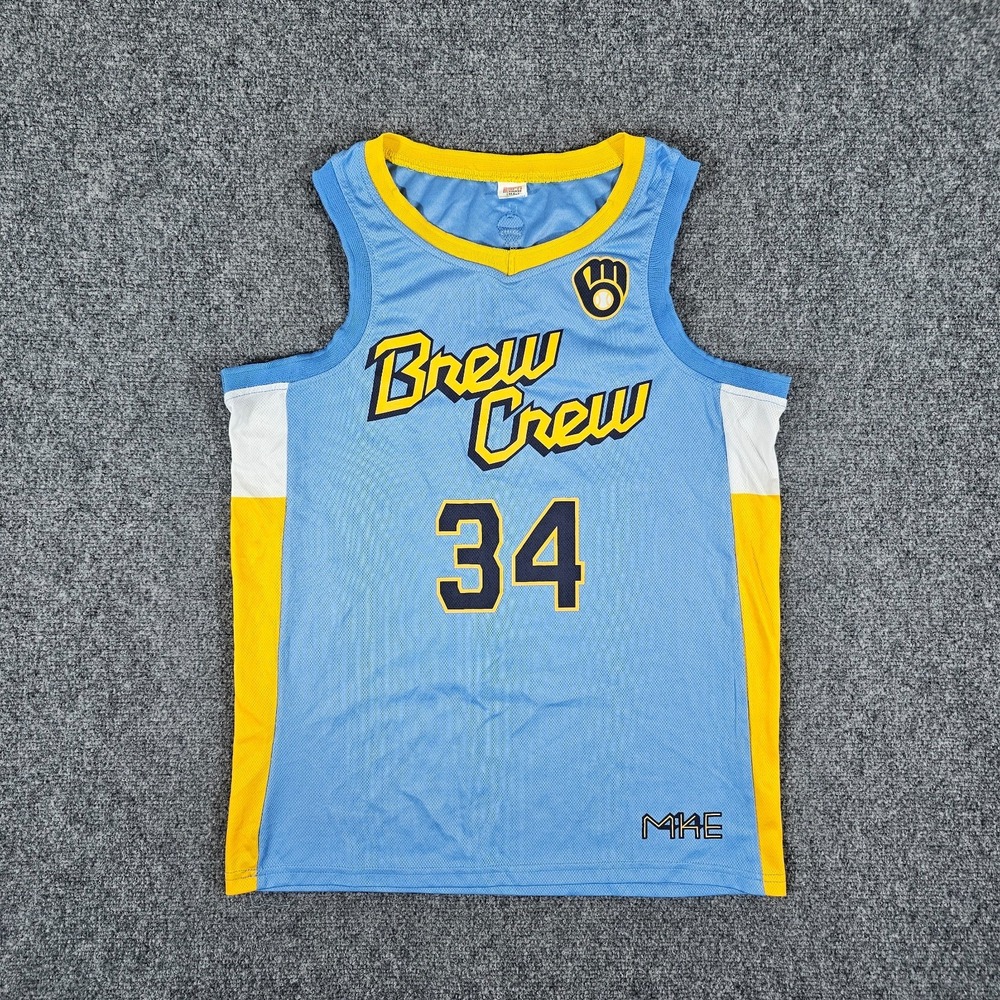 ESPN Milwaukee Brew Crew x Antetokounmpo Light Blue Jersey Adult Size Medium NBA - Picture 2 of 6